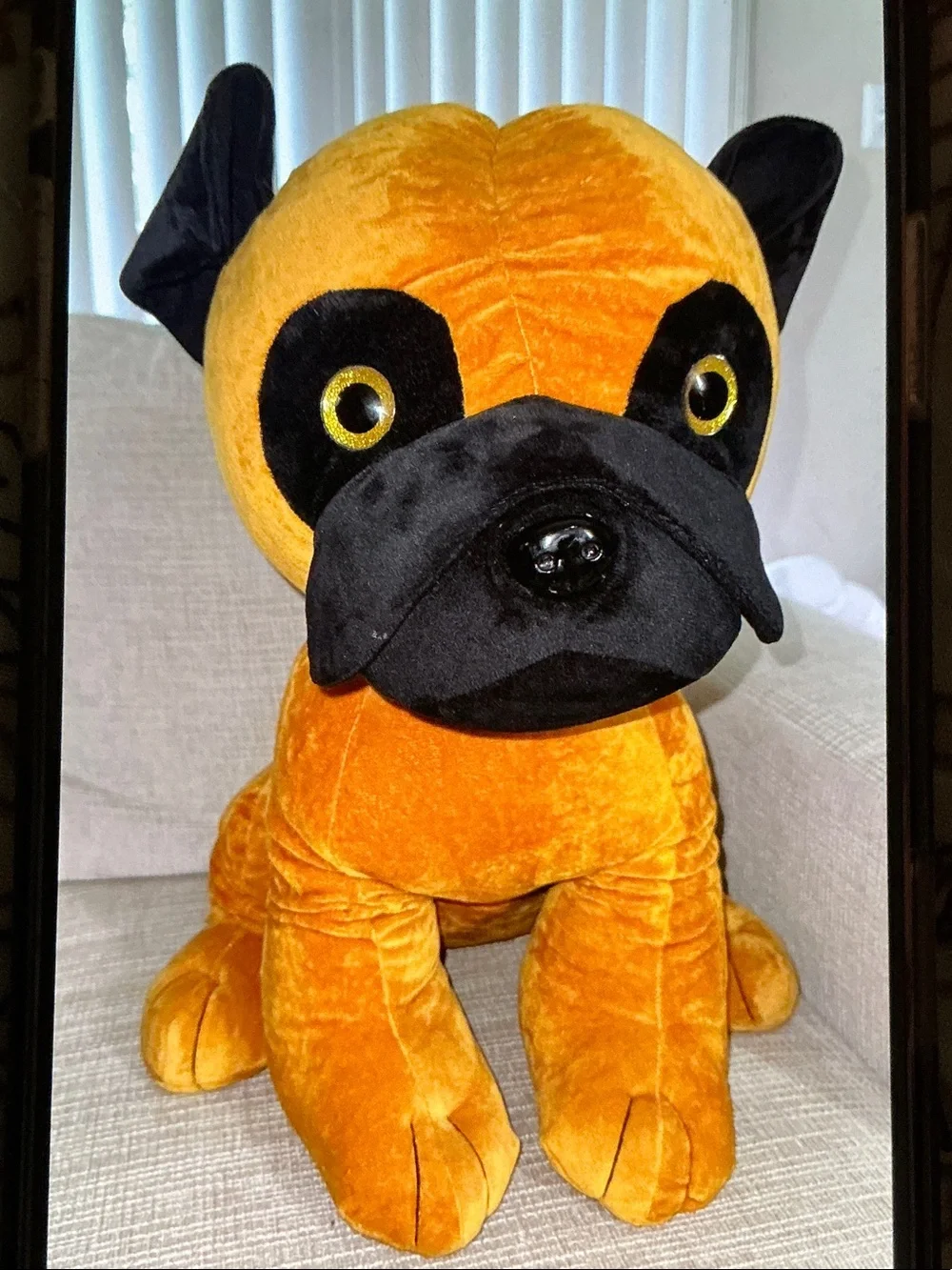 Plush Orange and Black Dog Toy - Decorative Pet Plush